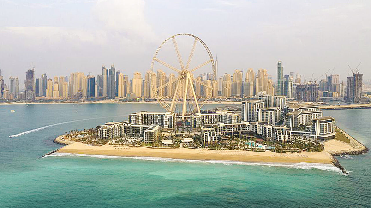 Caesars Palace sits on Bluewaters Island under the shadow of Ain Dubai