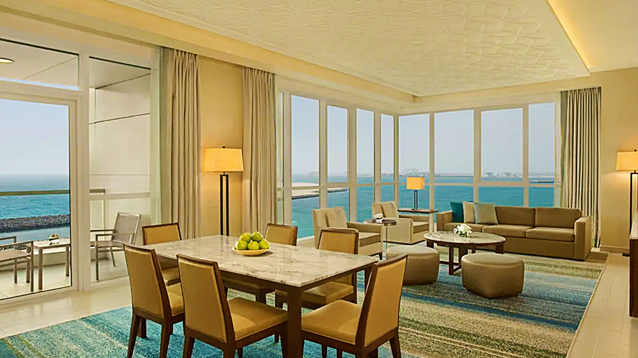 Soak up the Arabian Gulf views from the balcony and living area