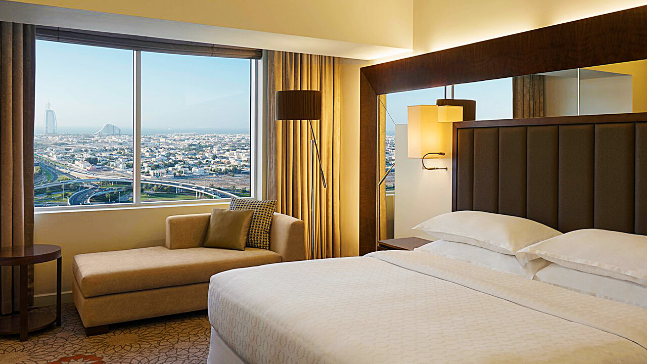 Classic King Bed room with Burj al arab and city view
