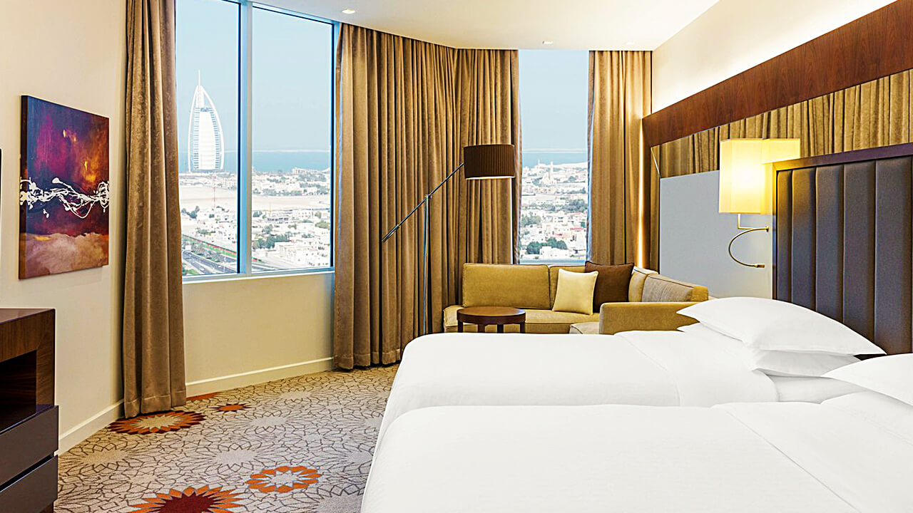 Twin Bed Classic Room with Skyline and Burj al arab view