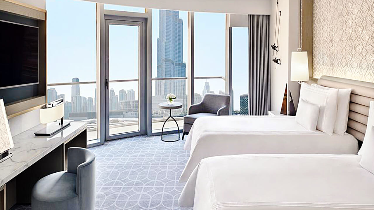 Premier twin bed room with burj khalifa view