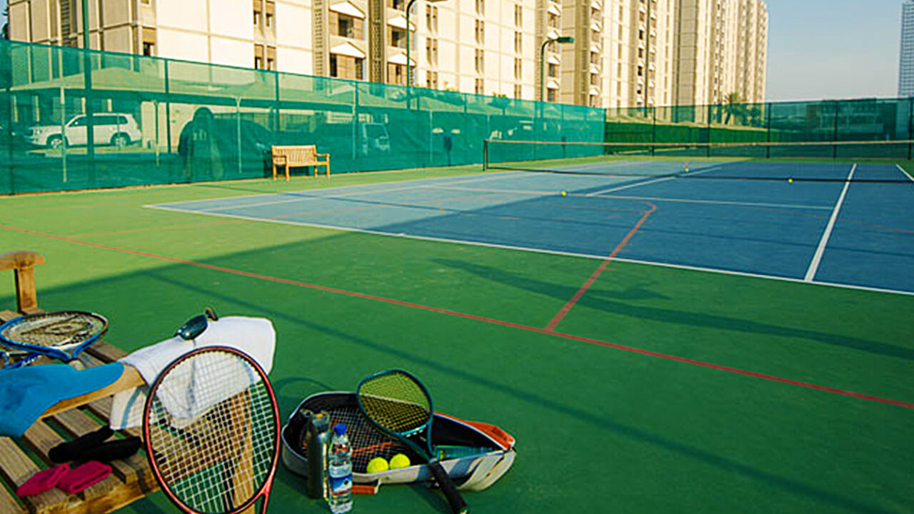 Enjoy the tennis court part of the recreation zone