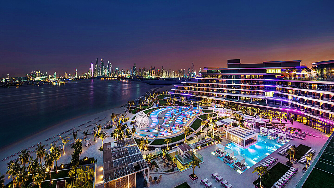 W Hotel Dubai Wet deck pool night View