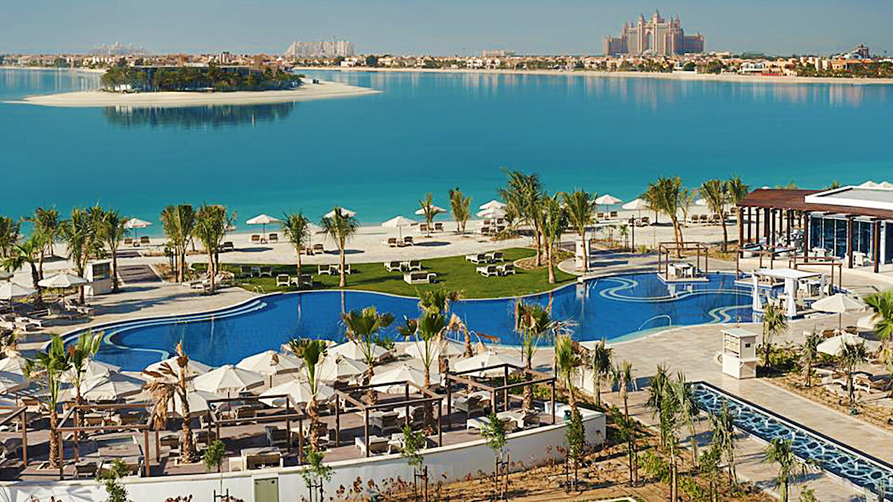 Swimming Pool with Sea and Palm View